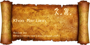 Khon Mariann névjegykártya